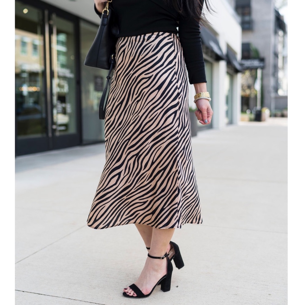 Sanctuary Bias Cut Everyday New Romantic Zebra Print Midi Skirt